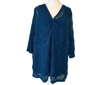 Catherines Womens Plus 3X Petite Lace V Neck Tunic Blouse Lined Flowy Flattering